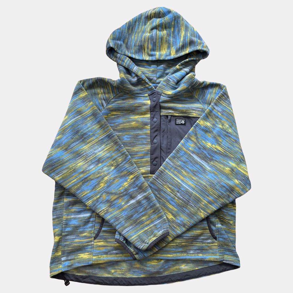 Mountain Hardwear Microchill Snap Neck Pullover Blue Fleece Hoodie Womens Medium